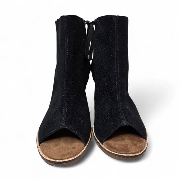 Toms Majorca Black Suede Open Toe Bootie Heels 10 - Picture 5 of 11